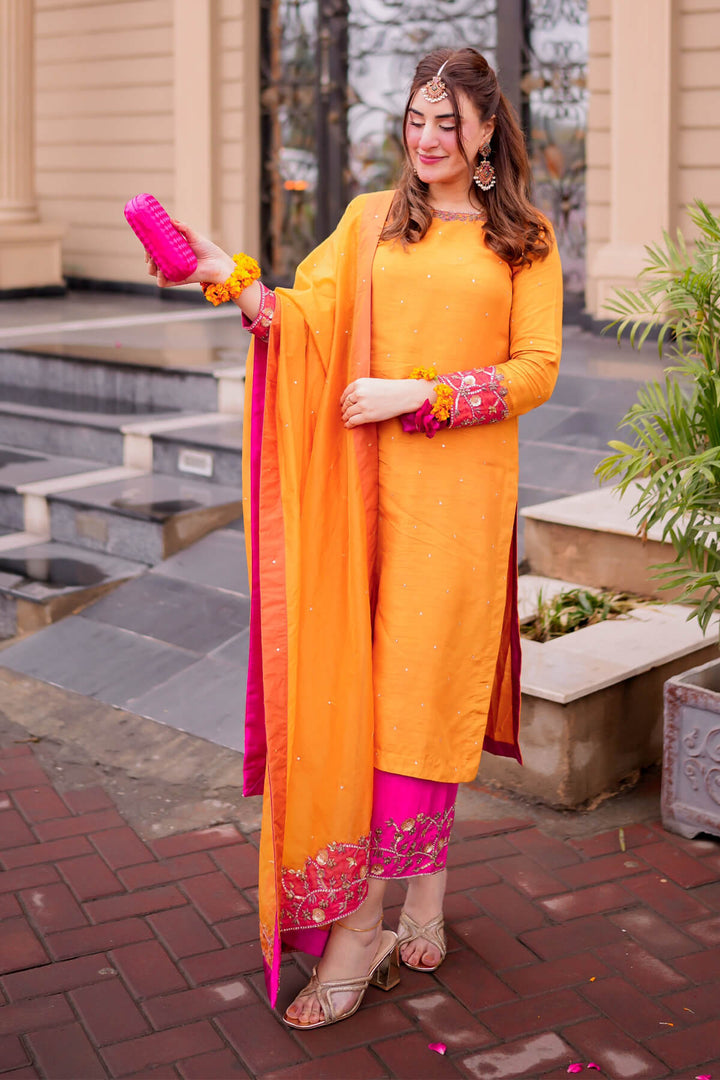 GULMOHAR - 3 Piece Pure Raw Silk - Feyre